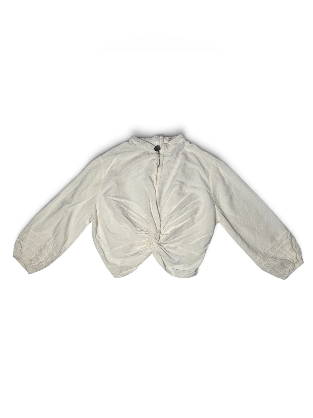 Hwa Apparel White Front-Twist Cropped Blouse- Small